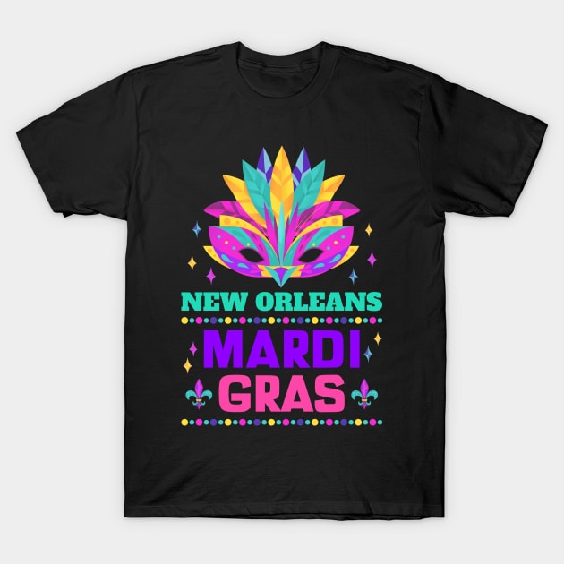 New Orleans Carnival Beads And Blings Party 2022 Mardi Gras T-Shirt by jodotodesign